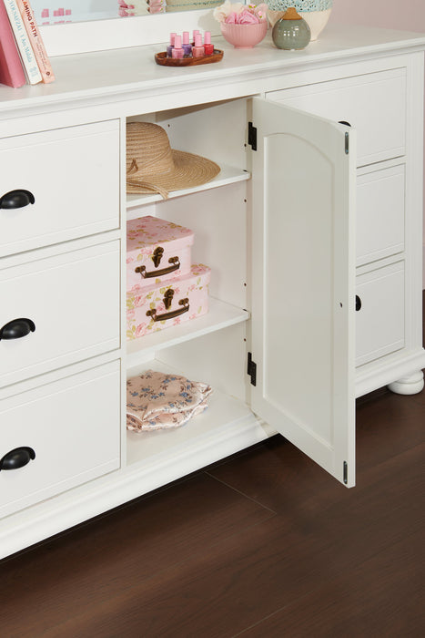 Ella Bedroom 6-Drawer & Cabinet Dresser, 63\"W x 36\"H - White