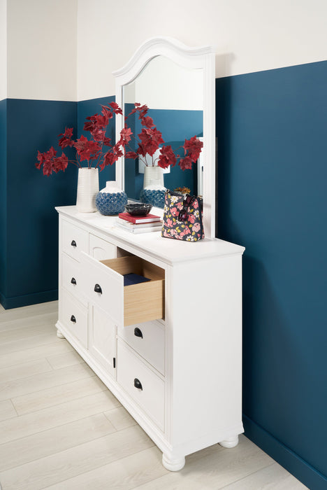 Ella Bedroom 6-Drawer & Cabinet Dresser, 63\"W x 36\"H - White