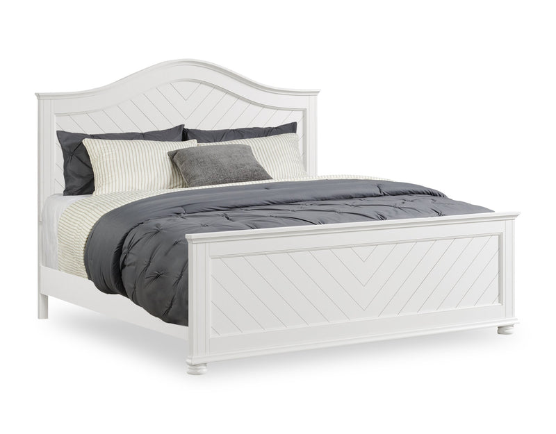 Ella 6pc Bedroom Set with Panel Bed, Dresser, Mirror & Nightstand, White - King Size