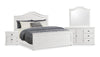 Ella 6pc Bedroom Set with Panel Bed, Dresser, Mirror & Nightstand, White - King Size