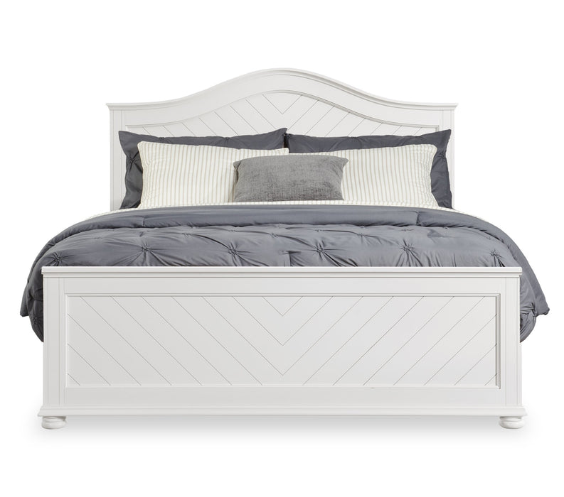 Ella 6pc Bedroom Set with Panel Bed, Dresser, Mirror & Nightstand, White - King Size