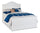 Ella Panel Bed with Headboard & Frame, Chevron Pattern, White - Queen Size