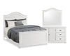 Ella 5pc Bedroom Set with Panel Bed, Dresser & Mirror, White  - Queen Size | Ensemble de chambre à coucher Ella 5 pièces blanc avec lit à panneaux, commode et miroir - format grand lit
