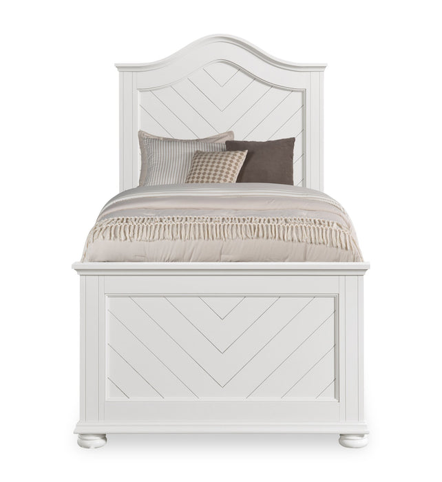Ella 5pc Bedroom Set with Panel Bed, Dresser & Mirror, White  - Twin Size