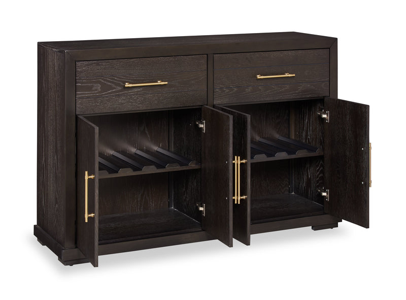Emery Dining Server with Drawers, Storage & Built-In Wine Racks, 60\"W - Black
