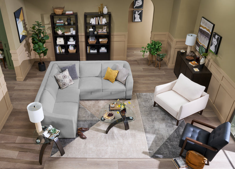 Envy 3-Piece Chenille Fabric Sectional - Fog Grey