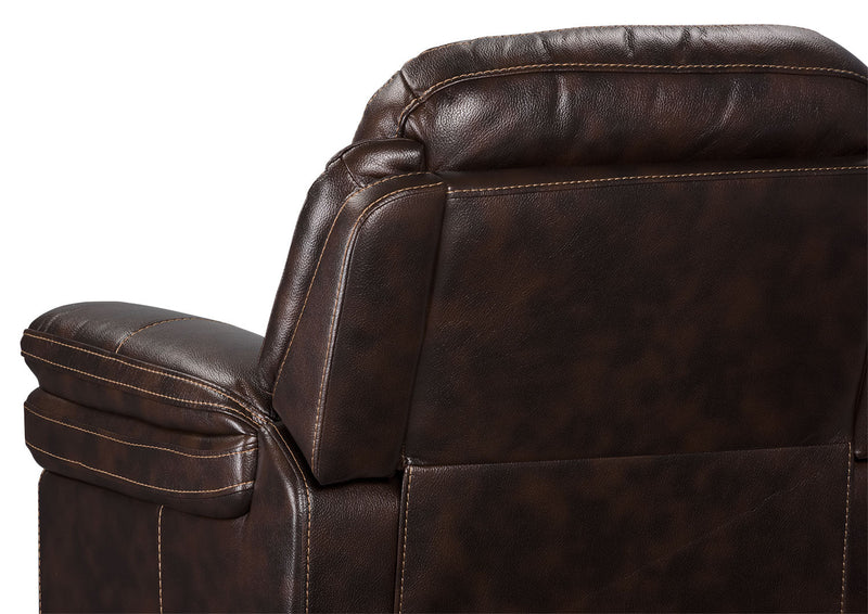 Leo 41\" Leather-Look Fabric Power Reclining Chair - Walnut Brown