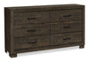 Ethan Storage 5pc Bedroom Set with Bookcase Headboard, Dresser & Mirror, Rustic Brown - Queen Size | Ensemble de chambre à coucher Ethan 5 pièces brun rustique avec rangement, tête de lit bibliothèque, commode et miroir - format grand lit