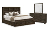 Ethan Storage 5pc Bedroom Set with Bookcase Headboard, Dresser & Mirror, Rustic Brown - Queen Size