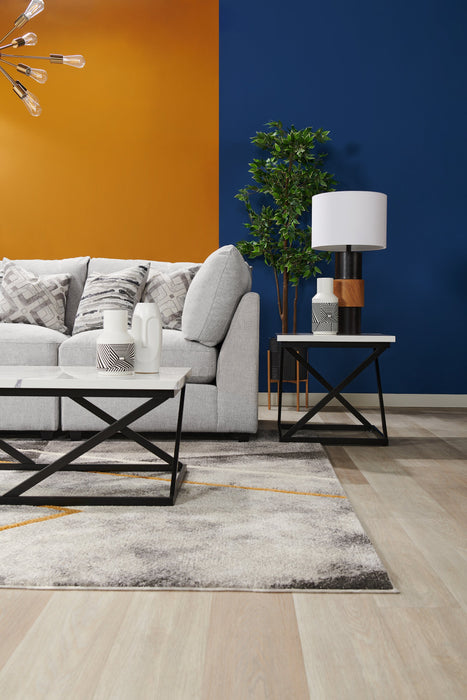 Scott Living Evolve Modular 39.5\" Linen-Look Fabric Corner Chair with Feather Down Cushions - Grey