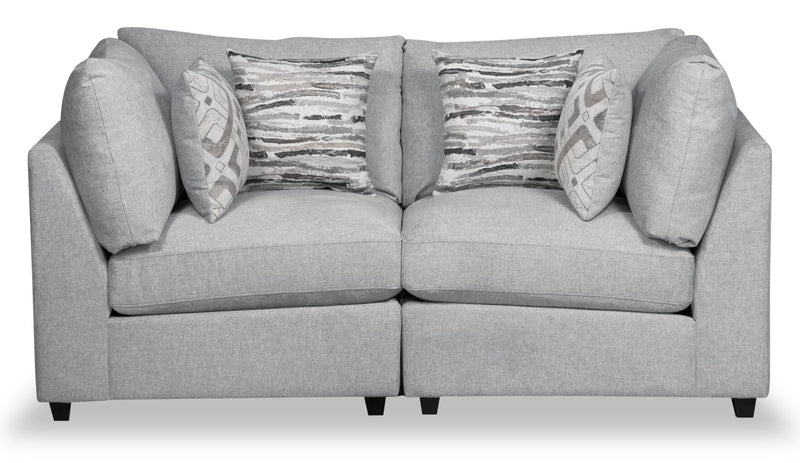 Scott Living Evolve Modular 79\" Linen-Look Fabric Loveseat with Removable Feather Down Cushions - Grey