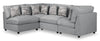 Scott Living Evolve Modular 4-Piece Linen-Look Fabric Pit Sofa Sectional with Feather Down Cushions - Grey | Sofa sectionnel modulaire de style cocon Evolve de Scott Living 4 pièces en tissu d’apparence lin avec coussins en duvet et plumes - gris