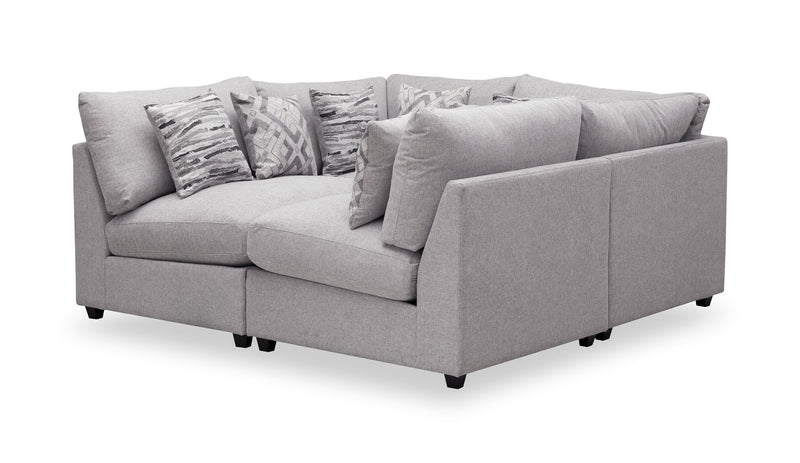 Scott Living Evolve Modular 4-Piece Linen-Look Fabric Pit Sofa Sectional with Feather Down Cushions - Grey
