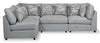 Scott Living Evolve Modular 4-Piece Linen-Look Fabric Pit Sofa Sectional with Feather Down Cushions - Grey | Sofa sectionnel modulaire de style cocon Evolve de Scott Living 4 pièces en tissu d’apparence lin avec coussins en duvet et plumes - gris