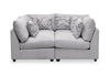 Scott Living Evolve Modular 4-Piece Linen-Look Fabric Pit Sofa Sectional with Feather Down Cushions - Grey | Sofa sectionnel modulaire de style cocon Evolve de Scott Living 4 pièces en tissu d’apparence lin avec coussins en duvet et plumes - gris