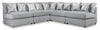Scott Living Evolve Modular 5-Piece Linen-Look Fabric Armless Sectional with Feather Down Cushions - Grey