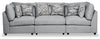 Scott Living Evolve Modular 118.5\" Linen-Look Fabric Sofa with Removable Feather Down Cushions - Grey