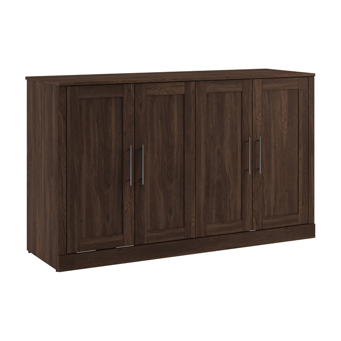 Bestar Pur 75 W Queen Cabinet Bed with Mattress - Black Walnut