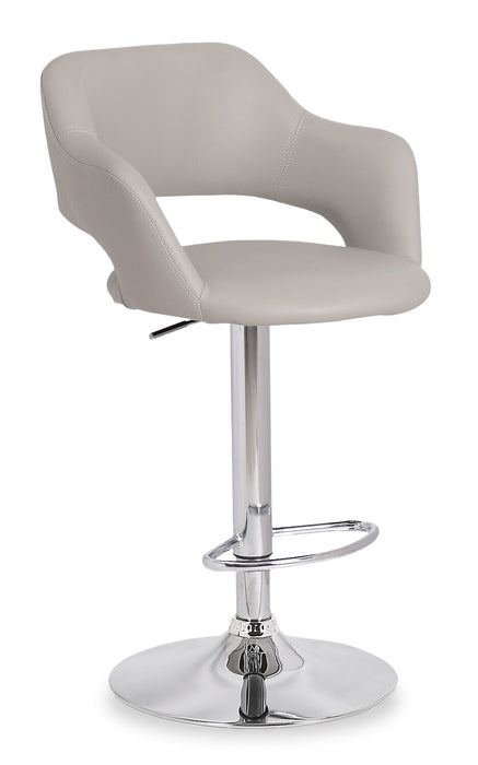 Finn Barstool with Swivel & Adjustable Seat, Vegan Leather Fabric, 23-31.5\"H, Metal - Beige