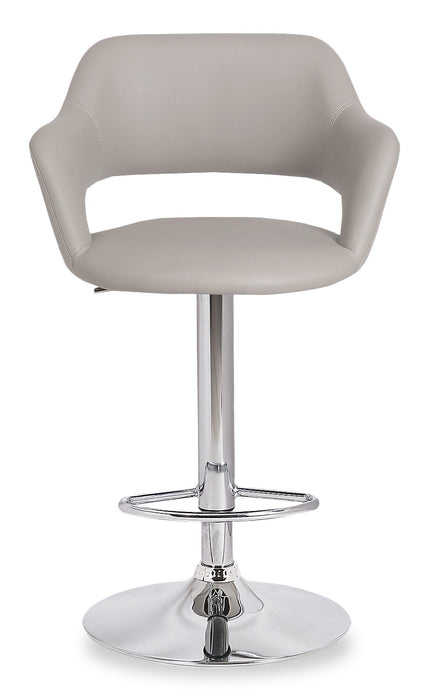 Finn Barstool with Swivel & Adjustable Seat, Vegan Leather Fabric, 23-31.5\"H, Metal - Beige