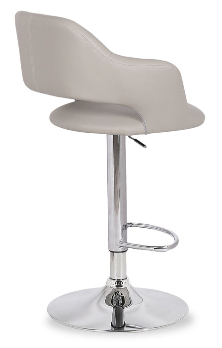 Finn Barstool with Swivel & Adjustable Seat, Vegan Leather Fabric, 23-31.5\"H, Metal - Beige