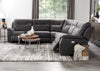 Floy 5-Piece Faux Suede Power Reclining Sectional with Power Headrests and USB Port - Grey | Sofa sectionnel à inclinaison électrique Floy 5 pièces en suédine avec appuie-têtes électriques et port USB - gris