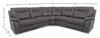 Floy 5-Piece Faux Suede Power Reclining Sectional with Power Headrests and USB Port - Grey | Sofa sectionnel à inclinaison électrique Floy 5 pièces en suédine avec appuie-têtes électriques et port USB - gris