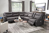 Floy 6-Piece Faux Suede Power Reclining Sectional with Power Headrests, Console and USB Port - Grey | Sofa sectionnel à inclinaison électrique Floy 6 pièces en suédine avec appuie-têtes électriques, console et port USB - gris | FLO2GYS6