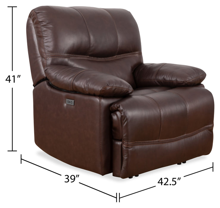 Franco 42.5\" Genuine Leather Zero Gravity Power Reclining Chair with USB Port - Brown