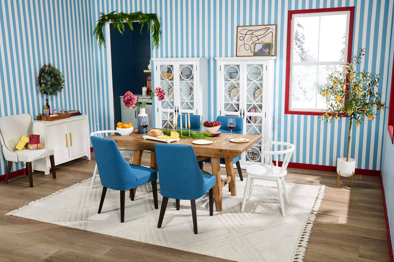 Gabi Dining Chair with Linen-Look Fabric - Blue