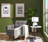 Kort & Co. Freeman 37" Linen-Look Fabric Chair with Wood Legs and Tufted Back Cushion - Charcoal Grey | Fauteuil Freeman Kort & Co. de 37 po en tissu d’apparence lin avec pattes en bois et coussin de dossier capitonné - gris anthracite