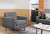 Kort & Co. Freeman 37" Linen-Look Fabric Chair with Wood Legs and Tufted Back Cushion - Charcoal Grey | Fauteuil Freeman Kort & Co. de 37 po en tissu d’apparence lin avec pattes en bois et coussin de dossier capitonné - gris anthracite