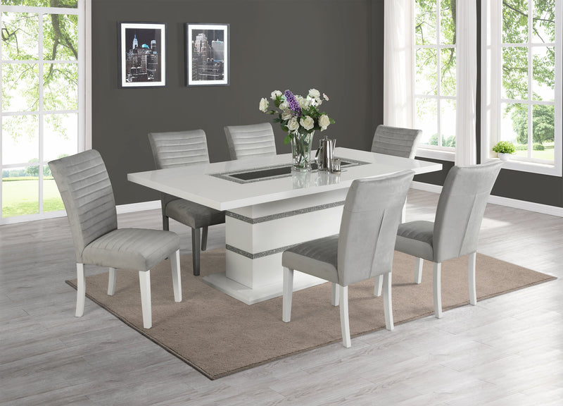 Garbo Dining Chair with Velvet Fabric, Wood - Grey