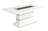 Garbo Dining Table with Glass Insert, Pedestal Base, Glam, 78.75\"W - White