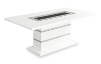 Garbo Dining Table with Glass Insert, Pedestal Base, Glam, 78.75