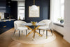 Gem Dining Chair with Boucle Fabric & Gold Accent, Metal - White | Chaise de salle à manger Gem en tissu bouclé et en métal avec touches dorées - blanche