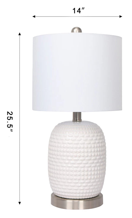 Kort & Co. Gianna 19\" White and Silver Ceramic Table Lamp