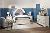 Grace Panel Bed with Headboard & Frame, Wooden, Fabric, Antique White - Queen Size | Lit à panneau Grace en bois et en tissu avec tête de lit et cadre de lit, blanc antique - format grand lit