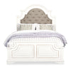 Grace Panel Bed with Headboard & Frame, Wooden, Fabric, Antique White - Queen Size | Lit à panneau Grace en bois et en tissu avec tête de lit et cadre de lit, blanc antique - format grand lit