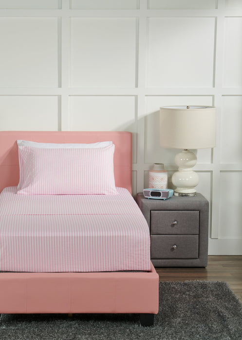 Hallie Striped 4-Piece Full Cotton Sheet Set - Pink