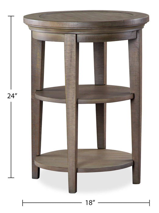 Hanson 18” Round Traditional Pine End Table - Dovetail Grey