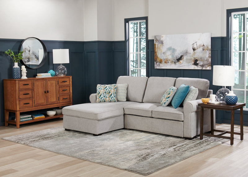 Scott Living Haven 2-Piece Left-Facing Chenille Fabric Sleeper Sectional with Storage Chaise - Grey