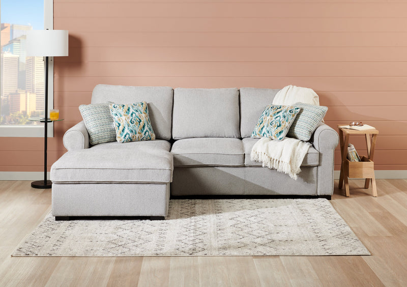 Scott Living Haven 2-Piece Left-Facing Chenille Fabric Sleeper Sectional with Storage Chaise - Grey