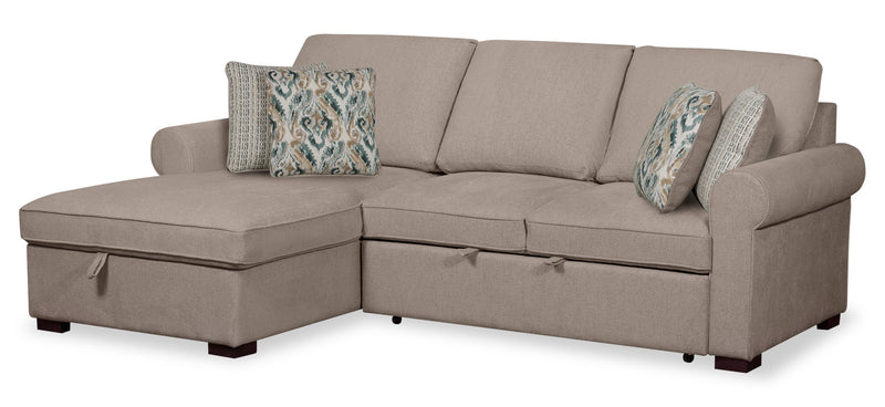 Scott Living Haven 2-Piece Left-Facing Chenille Fabric Sleeper Sectional with Storage Chaise - Taupe
