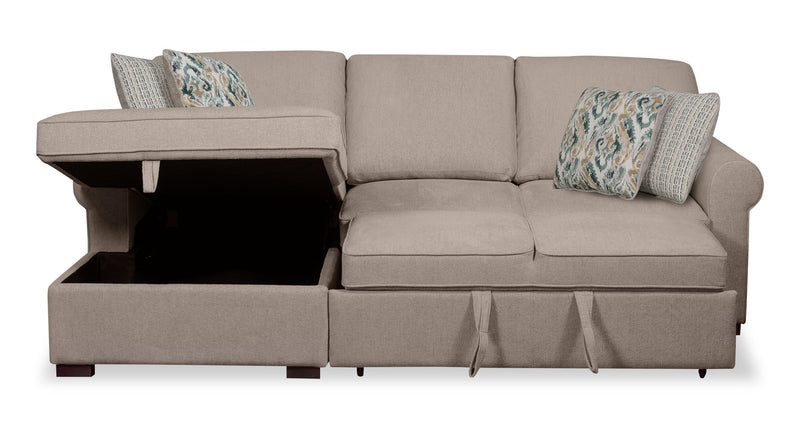 Scott Living Haven 2-Piece Left-Facing Chenille Fabric Sleeper Sectional with Storage Chaise - Taupe