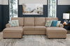 Scott Living Haven 3-Piece Chenille Fabric Sleeper Sectional with Two Storage Chaises - Taupe | Sofa-lit sectionnel Haven de Scott Living 3 pièces en tissu de chenille avec 2 fauteuils longs de rangement - taupe