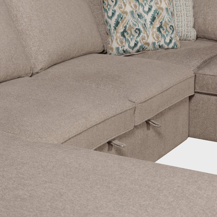 Scott Living Haven 3-Piece Chenille Fabric Sleeper Sectional with Two Storage Chaises - Taupe