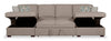 Scott Living Haven 3-Piece Chenille Fabric Sleeper Sectional with Two Storage Chaises - Taupe | Sofa-lit sectionnel Haven de Scott Living 3 pièces en tissu de chenille avec 2 fauteuils longs de rangement - taupe