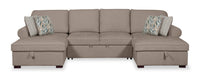 Scott Living Haven 3-Piece Chenille Fabric Sleeper Sectional with Two Storage Chaises - Taupe 