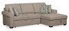 Scott Living Haven 2-Piece Right-Facing Chenille Fabric Sleeper Sectional with Storage Chaise - Taupe | Sofa-lit sectionnel de droite Haven de Scott Living 2 pièces en tissu de chenille avec fauteuil long de rangement - taupe